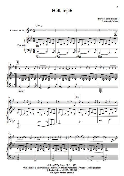 Hallelujah - Clarinette & Piano - COHEN L. - app.scorescoreTitle
