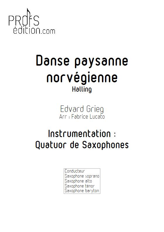 Danse paysanne norvégienne - Quatuor de Saxophones - GRIEG E. - page de garde