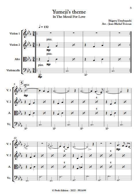 Yumeji's theme (in The Mood For Love) - Quatuor à cordes - UMEBAYASHI S. - Partition