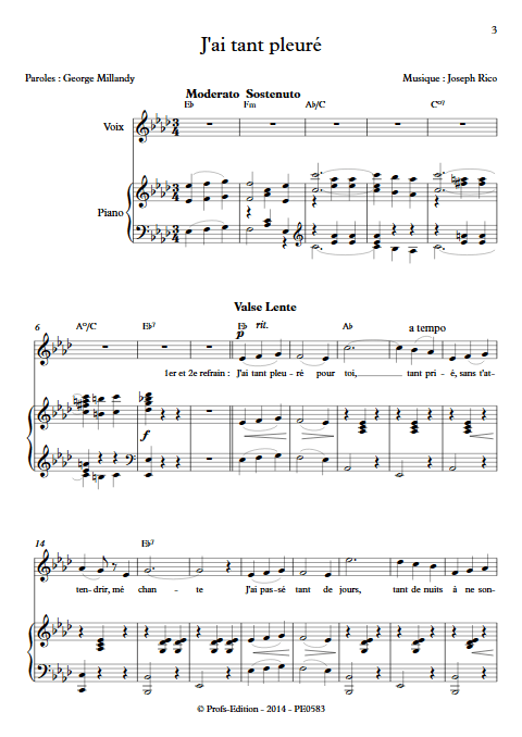 J'ai tant pleuré - Piano & Voix - RICO J. - app.scorescoreTitle