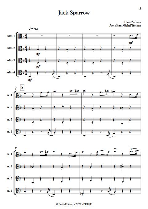 Jack Sparrow - Quatuor d'Altos - ZIMMER H. - Partition