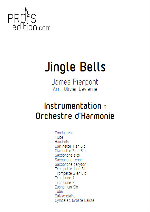 Jingle Bells - Orchestre d'Harmonie - PIERPONT J. - page de garde