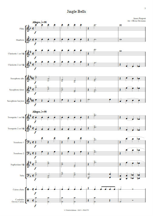 Jingle Bells - Orchestre d'Harmonie - PIERPONT J. - Partition