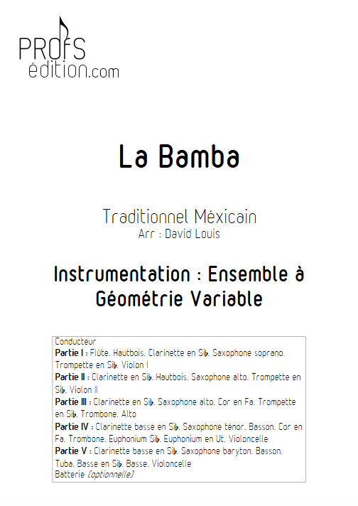 La Bamba - Ensemble à Géométrie Variable - TRAD. MEXICAIN - page de garde