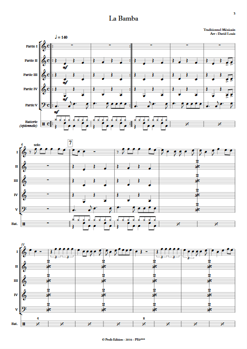 La Bamba - Ensemble à Géométrie Variable - TRAD. MEXICAIN - Partition