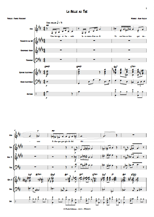 La Belle au Thé - Septet Jazz - VALLEJO A. - Partition