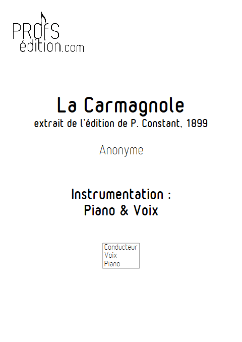 La Carmagnole - Piano & Voix - ANONYME - page de garde