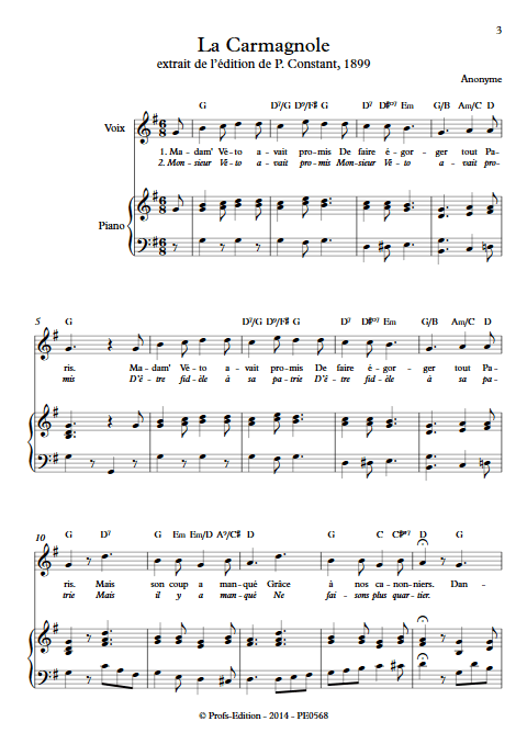 La Carmagnole - Piano & Voix - ANONYME - app.scorescoreTitle