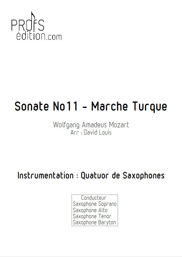 Marche Turque - Quatuor Saxophones - MOZART W. A. - page de garde