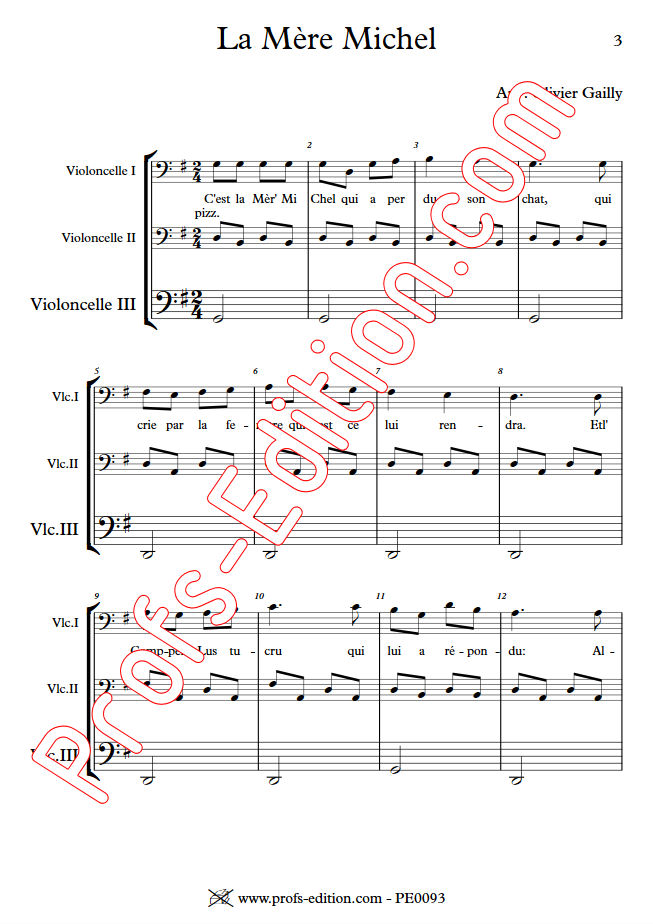La Mère Michel - Trio Violoncelles - TRADITIONNEL - app.scorescoreTitle