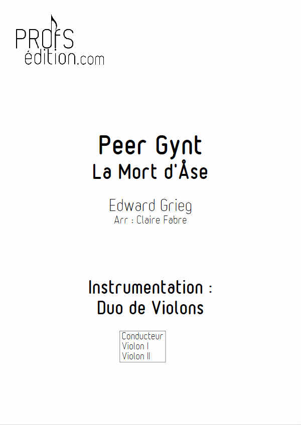 La Mort d'Ase (Peer Gynt) - Duo Cordes - GRIEG E. - page de garde