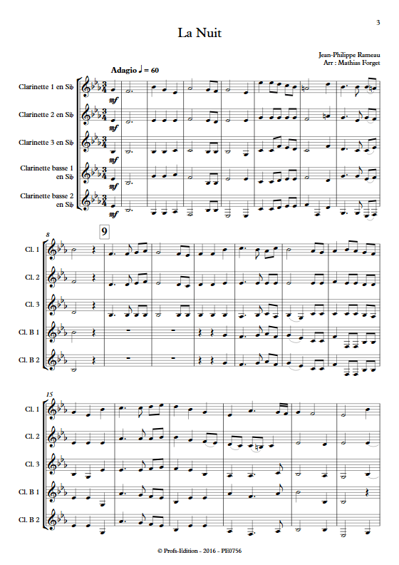 La Nuit - Ensemble de Clarinettes - RAMEAU J. P. - app.scorescoreTitle