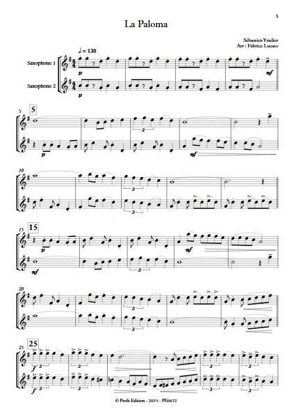 La Paloma - Duo de Saxophones - IRADIER S. - app.scorescoreTitle