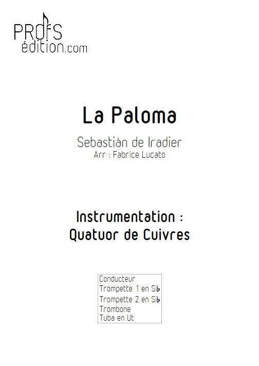 La Paloma - Quatuor de Cuivres - IRADIER S. - page de garde