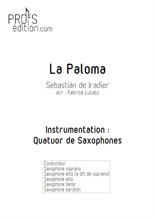 La Paloma - Quatuor de Saxophones - IRADIER S. - page de garde