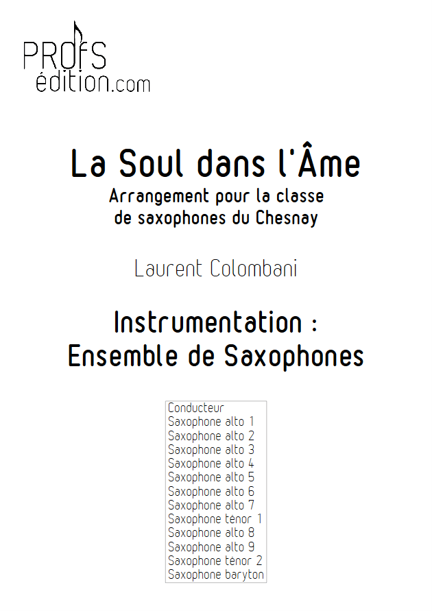 La soul dans l'âme - Ensemble de Saxophones - COLOMBANI L. - page de garde