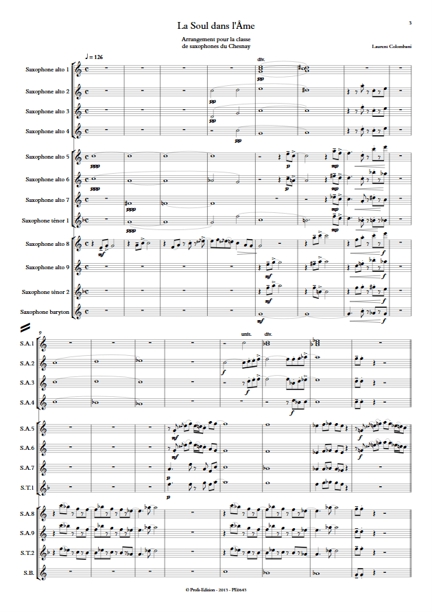 La soul dans l'âme - Ensemble de Saxophones - COLOMBANI L. - app.scorescoreTitle