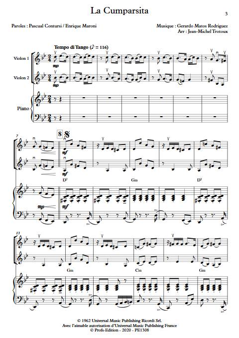 La Cumparsita - Trio 2 violons & Piano - RODRIGUEZ G. M. - app.scorescoreTitle