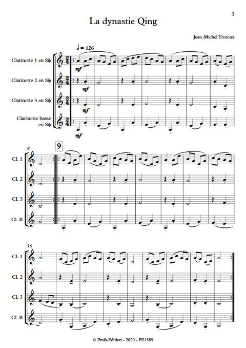 la dynastie Qing - Quatuor de Clarinettes - TROTOUX J-M. - Partition