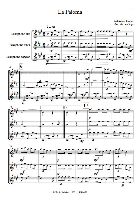 La Paloma - Trio Saxophones - IRADIER s. - app.scorescoreTitle