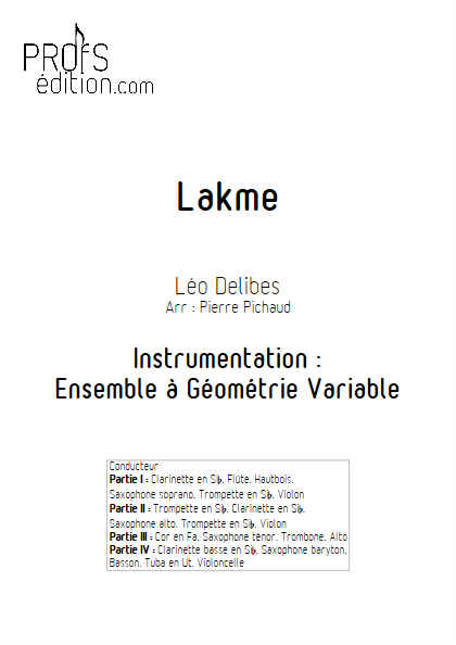 Lakme - Le Duo des Fleurs - Ensemble à Géométrie Variable - DELIBES L. - page de garde