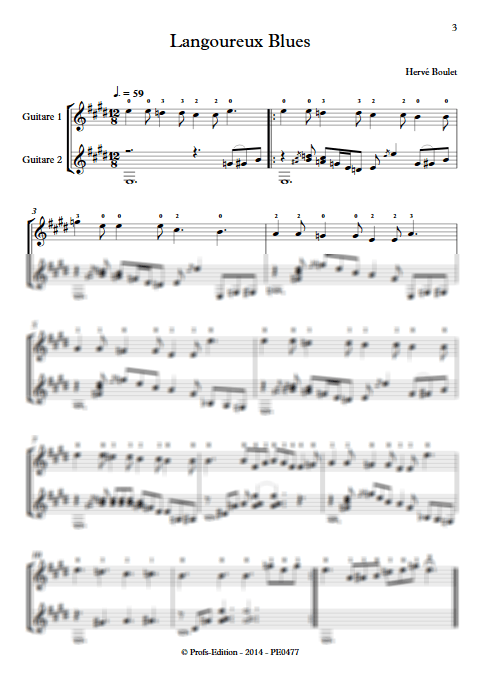 Langoureux Blues - Duo de Guitares - BOULET H. - app.scorescoreTitle