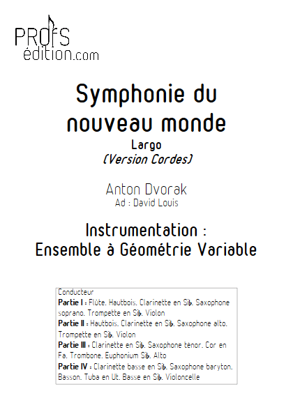 Largo Symphonie du Nouveau Monde - Ensemble Variable - DVORAK A. - page de garde