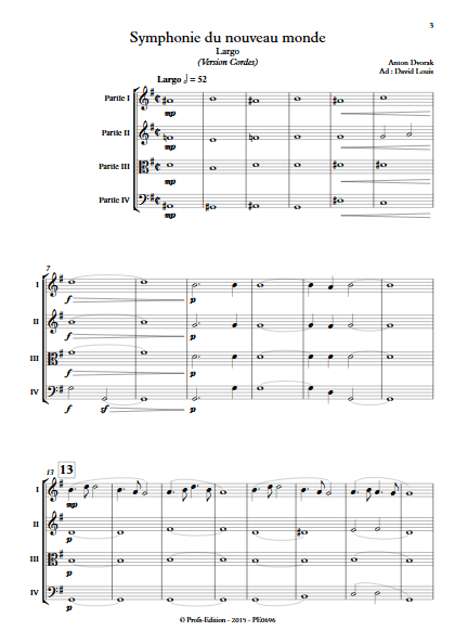Largo Symphonie du Nouveau Monde - Ensemble Variable - DVORAK A. - Partition