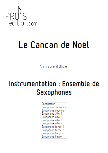 Le cancan de Noël - Ensemble de Saxophones - EVRARD O. - page de garde