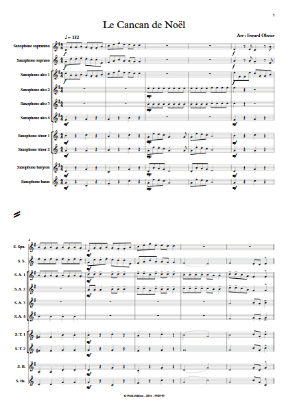 Le cancan de Noël - Ensemble de Saxophones - EVRARD O. - Partition