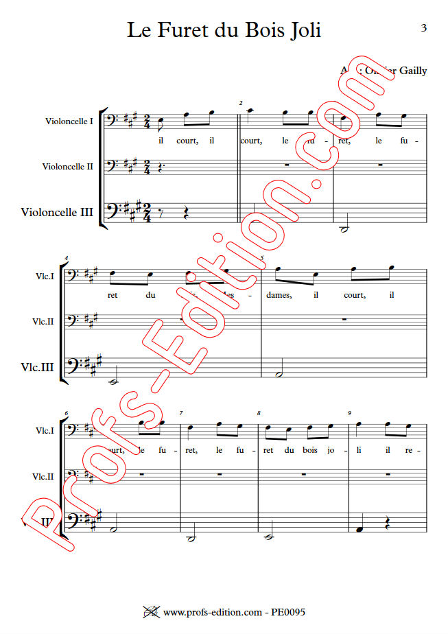 Le Furet du Bois Joli - Trio Violoncelles - TRADITIONNEL - app.scorescoreTitle