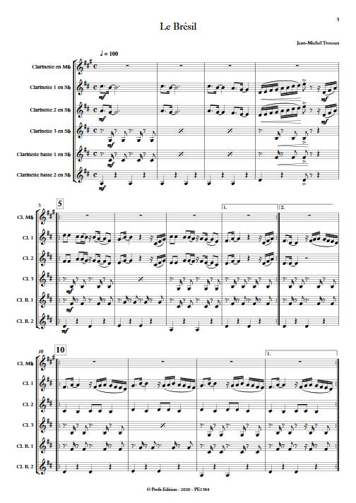 le Brésil - Ensemble de Clarinettes - TROTOUX J-M. - Partition