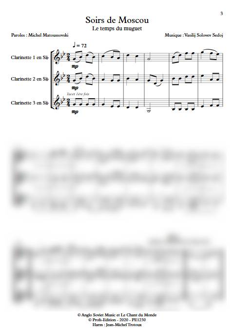 Le temps du Muguet (Soirs de Moscou) - Trio de Clarinettes - SOLOVEV SEDOJ V. - Partition