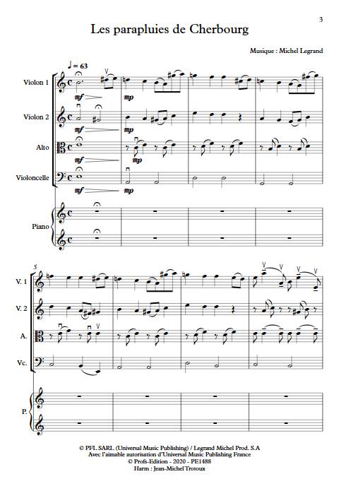 les parapluies de Cherbourg - Quintette à Cordes - LEGRAND M. - Partition