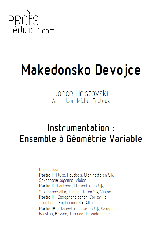 Makedonsko Devojce - Ensemble à Géométrie Variable - HRISTOVSKI J. - page de garde