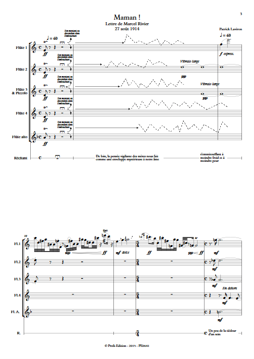Maman ! - Quintette de Flûtes & Récitant - LAVIRON P. - Partition