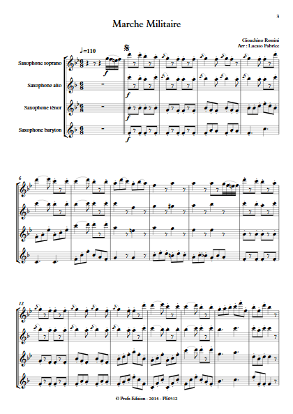 Marche militaire - Quatuor de Saxophones - ROSSINI G. - Partition