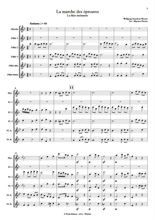 Marche des épreuves - Ensemble de Flûtes - MOZART W.A. - Partition