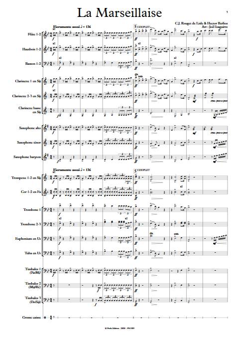 La Marseillaise - Orchestre d'Harmonie - ROUGET DE LISLE C. J. - Partition