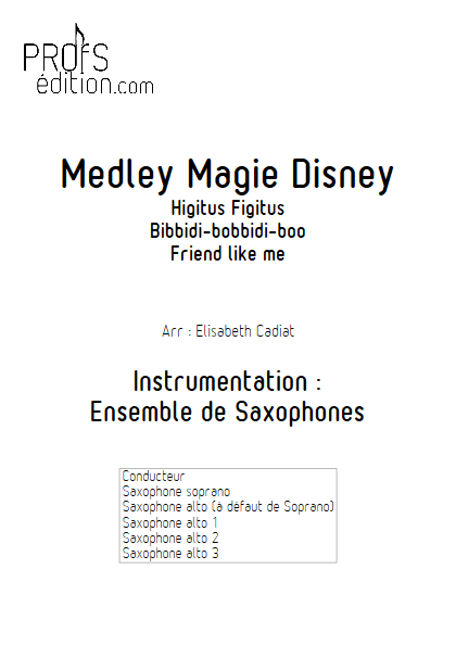 Medley Magie Disney  - Ensemble de Saxophones - DIVERS - page de garde