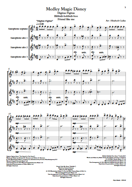 Medley Magie Disney  - Ensemble de Saxophones - DIVERS - app.scorescoreTitle