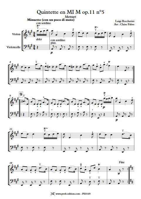 Menuet - Duo Violon Violoncelle - BOCCHERINI L. - app.scorescoreTitle