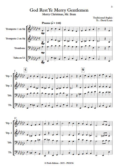 God Rest Ye Merry Gentlemen - Quatuor de cuivres - TRADITIONNEL ANGLAIS - Partition