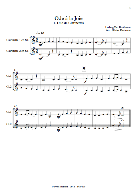 Ode à la joie - Duos, Trio - BEETHOVEN L. V. - app.scorescoreTitle