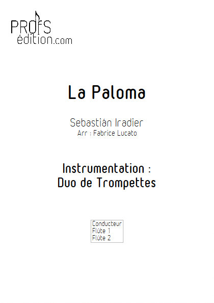 La Paloma - Duo de Flûtes - IRADIER S. - page de garde