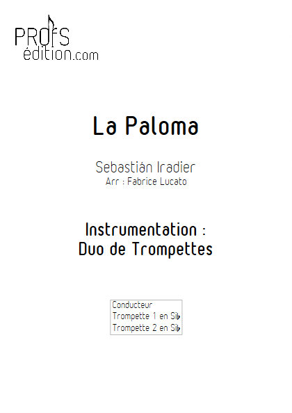 La Paloma - Duo de Trompettes - IRADIER S. - page de garde