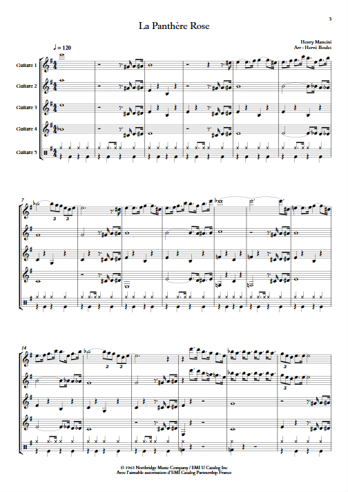 La Panthère Rose - Ensemble de Guitares - MANCINI H. - app.scorescoreTitle