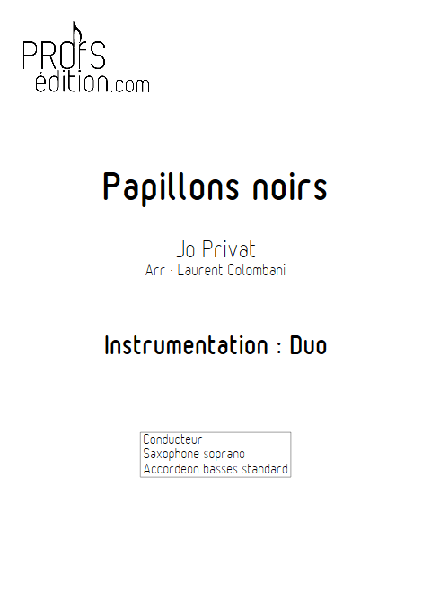 Papillons Noirs - Duo Accordéon Saxophone - PRIVAT J. - page de garde