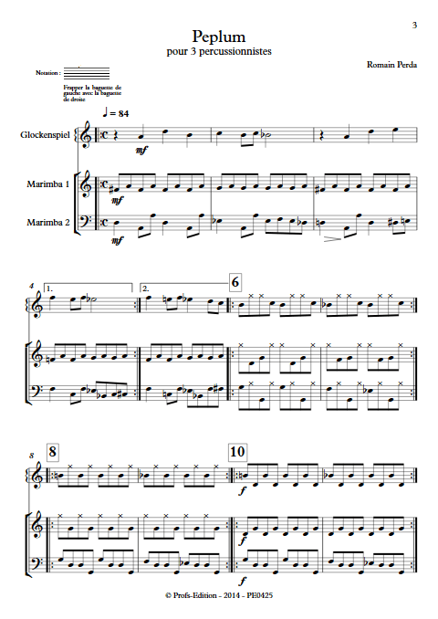 Peplum - Trio Percussions - PERDA R. - Partition
