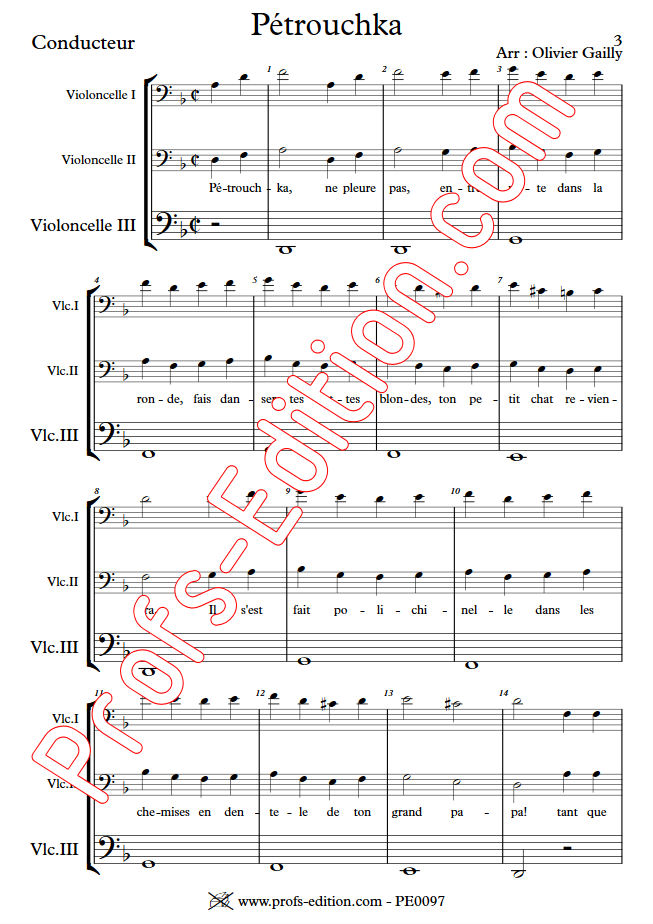 Petrouchka - Trio Violoncelles - TRADITIONNEL - Partition